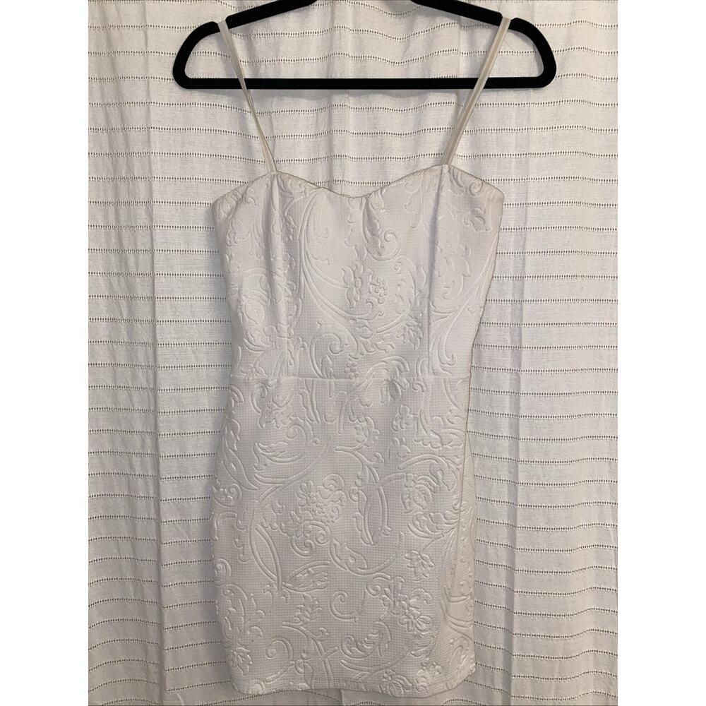 White Mini Dress Medium Bridal Zip Sparkle Women Spring Summer